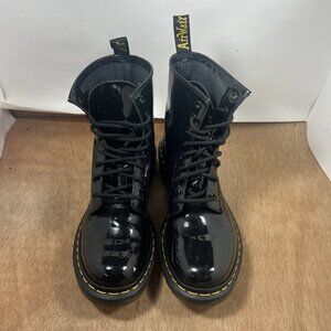 Dr Martens Boots Womens Size 8 Black Leather Moto Boots 1460